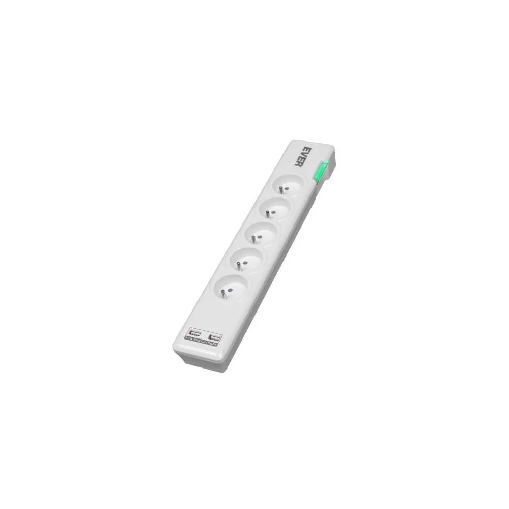 Listwa zasilająca antyprzepięciowa Ever Elite USB - 5 gniazd, 1,5 m, Biała - T/LZ11-ELI015/0000 | Sklep ITnes.pl - IT for BUSINE