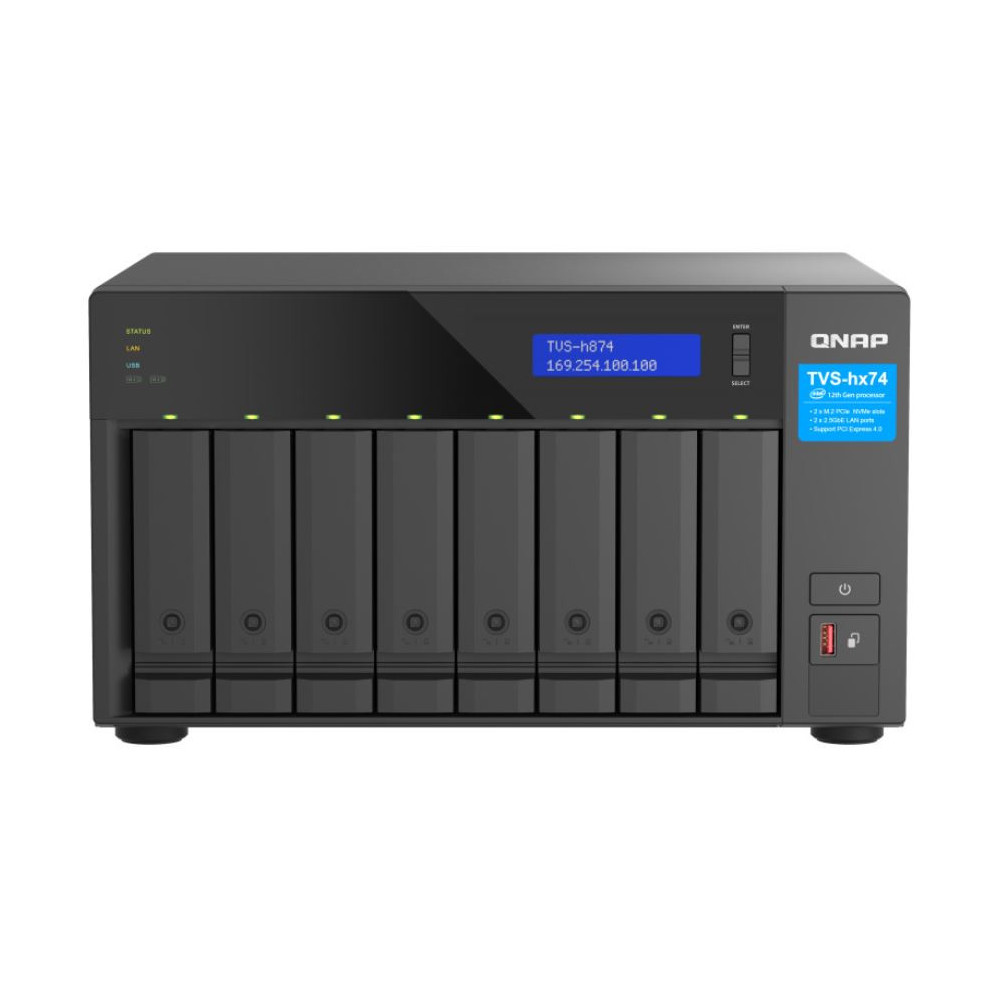 Serwer NAS QNAP Tower TVS-H874-I7-VB - Tower/Intel Core i7/64 GB RAM/28 TB/8 wnęk/2 x M.2/3 lata Door-to-Door - zdjęcie