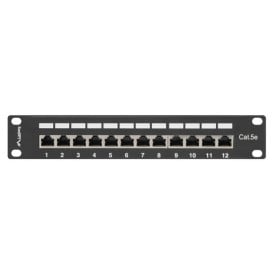 Patchpanel 10" Lanberg PPF5-9012-B - 12 portów, 1U, KAT.5E, ekranowany, czarny