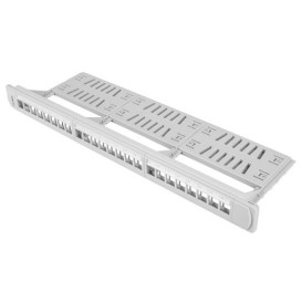 Patchpanel 19" Lanberg PPKS-1124-S - pusty, 1U, 24 porty, z organizerem do modułów keystone