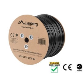 Kabel LAN FTP Lanberg LCF5-21CU-0305-BK - Kat. 5e, 305 m, drut, zewnętrzny, CU, czarny