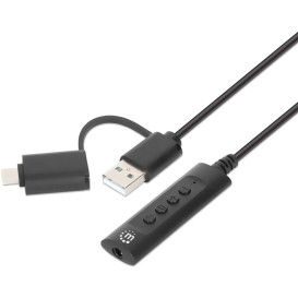 Karta dźwiękowa zewnętrzna Manhattan 153560 2-in-1 USB-C USB-A - USB 2.0