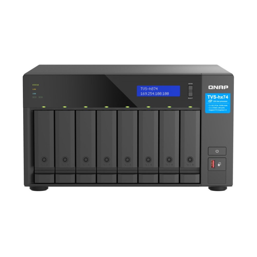 Zdjęcie produktu Serwer NAS QNAP Tower TVS-H874X-I9-TO - Tower/Intel Core i9/64 GB RAM/120 TB/8 wnęk/2 x M.2/hot-swap/3 lata Door-to-Door