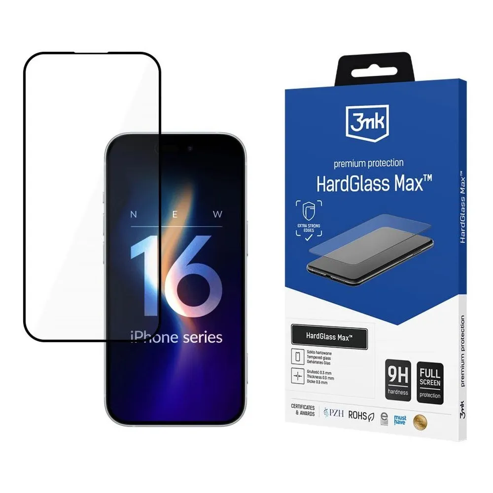 Wzmocnione szkło hartowane 3mk HardGlass Max do iPhone 16 Pro Max 5903108588942