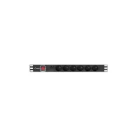 Listwa zasilająca Rack PDU Lanberg PDU-06E-0200-BK - 1U, 6 gniazd "francuskich" (NF C 61-314), przewód 2m