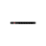 Listwa zasilająca Rack PDU Lanberg PDU-06E-0200-BK - 1U, 6 gniazd "francuskich" (NF C 61-314), przewód 2m