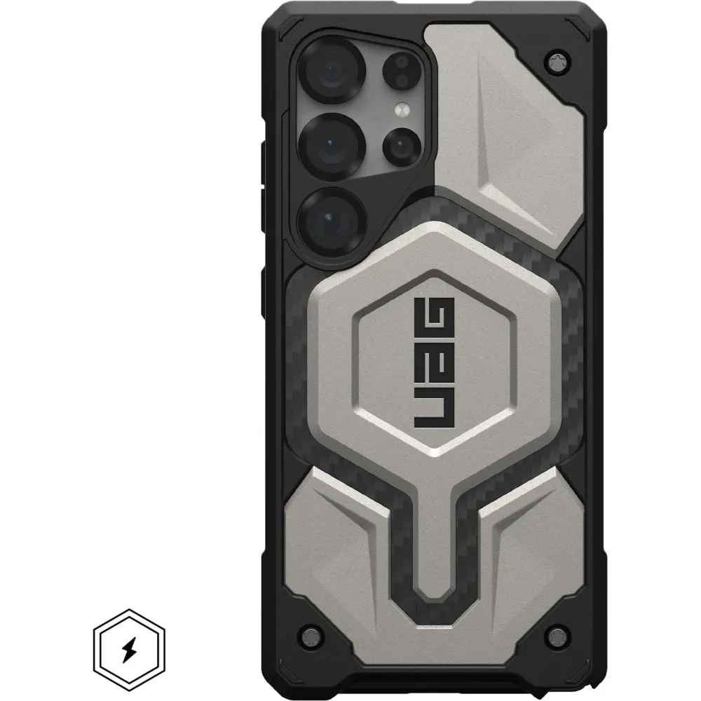 Etui ochronne na smartfon UAG Monarch Pro do Galaxy S25 Ultra 214461113636, Czarne, Srebrne | Sklep ITnes.pl, IT for BUSINESS