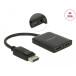 Rozdzielacz sygnału 1x DisplayPort 1.2 do 2x HDMI Delock 87720 - 4K 30 Hz, 0,5 m, Czarny