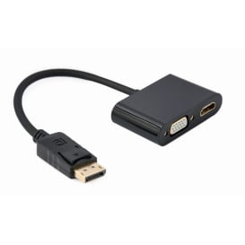 Adapter DisplayPort 1.2 do HDMI i VGA Gembird A-DPM-HDMIFVGAF-01 - HDMI 4K 30Hz, VGA FHD 60 Hz, Czarny