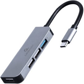 HUB Gembird USB-C 3.2 Gen 1 do 4x USB-A UHB-CM-U3P1U2P3-01 - 1x USB 3.2 Gen 1, 3x USB 2.0, Srebrny