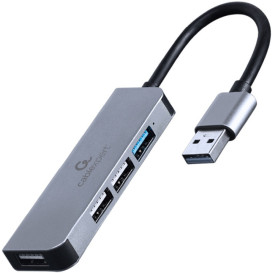 HUB Gembird USB-A 3.2 Gen 1 do 4x USB-A UHB-U3P1U2P3-01 - 1x USB 3.2 Gen 1, 3x USB 2.0, Srebrny