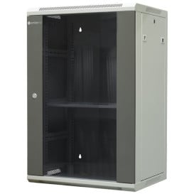 Szafa wisząca niedzielona 19" 18U Emiter EM/AP6418 - 600 x 450 x 910mm, drzwi blacha-szkło