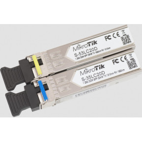 Moduł SFP MikroTik S-3553LC20D - 1,25Gbps, zasięg 20km, Jednomodowy, Para (T1310nm|R1550nm) + (T1550nm|R1310nm)