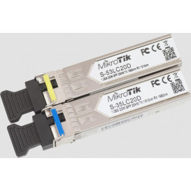 Moduł SFP MikroTik S-3553LC20D - 1,25Gbps, zasięg 20km, Jednomodowy, Para (T1310nm|R1550nm) + (T1550nm|R1310nm)