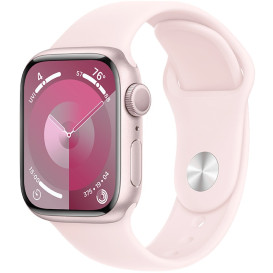 Smartwatch Apple Watch 9 MR933QP/A - 41mm GPS aluminium w kolorze różowym z paskiem sportowym w kolorze jasnoróżowym, S|M