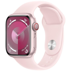 Smartwatch Apple Watch 9 MRJ03QP/A - 41mm GPS + Cellular aluminium różowy z paskiem sportowym w kolorze jasnoróżowym, M|L