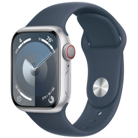 Smartwatch Apple Watch 9 MRMG3QP/A - 45mm GPS + Cellular aluminium srebrny z paskiem sportowym w kolorze sztormowy błękit, S|M
