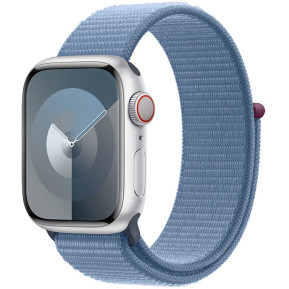 Smartwatch Apple Watch 9 MRHX3QP/A - 41mm GPS + Cellular aluminium srebrny z opaską sportową w kolorze zimowego błękitu