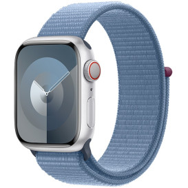 Smartwatch Apple Watch 9 MRMJ3QP/A - 45mm GPS + Cellular aluminium srebrny z opaską sportową w kolorze zimowego błękitu
