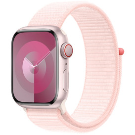 Smartwatch Apple Watch 9 MRMM3QP/A - 45mm GPS + Cellular aluminium różowy z opaską sportową w kolorze jasnoróżowym