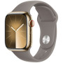 Smartwatch Apple Watch 9 MRMT3QP/A - 45mm GPS + Cellular stal nierdzewna złoty z paskiem sportowym popielaty brąz, M|L