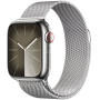Smartwatch Apple Watch 9 MRMQ3QP/A - 45mm GPS + Cellular stal nierdzewna srebrna z bransoletą mediolańską w kolorze srebrnym