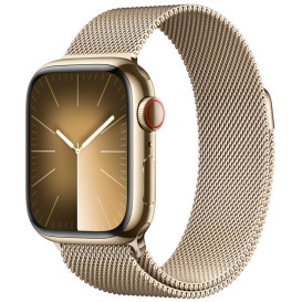 Smartwatch Apple Watch 9 MRMU3QP/A - 45mm GPS + Cellular stal nierdzewna złota z bransoletą mediolańską złotą