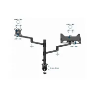 Uchwyt biurkowy do monitora Gembird MA-DA-04 - podstawka do notebooka max 17,3", uchwyt na monitor max 32", Czarny