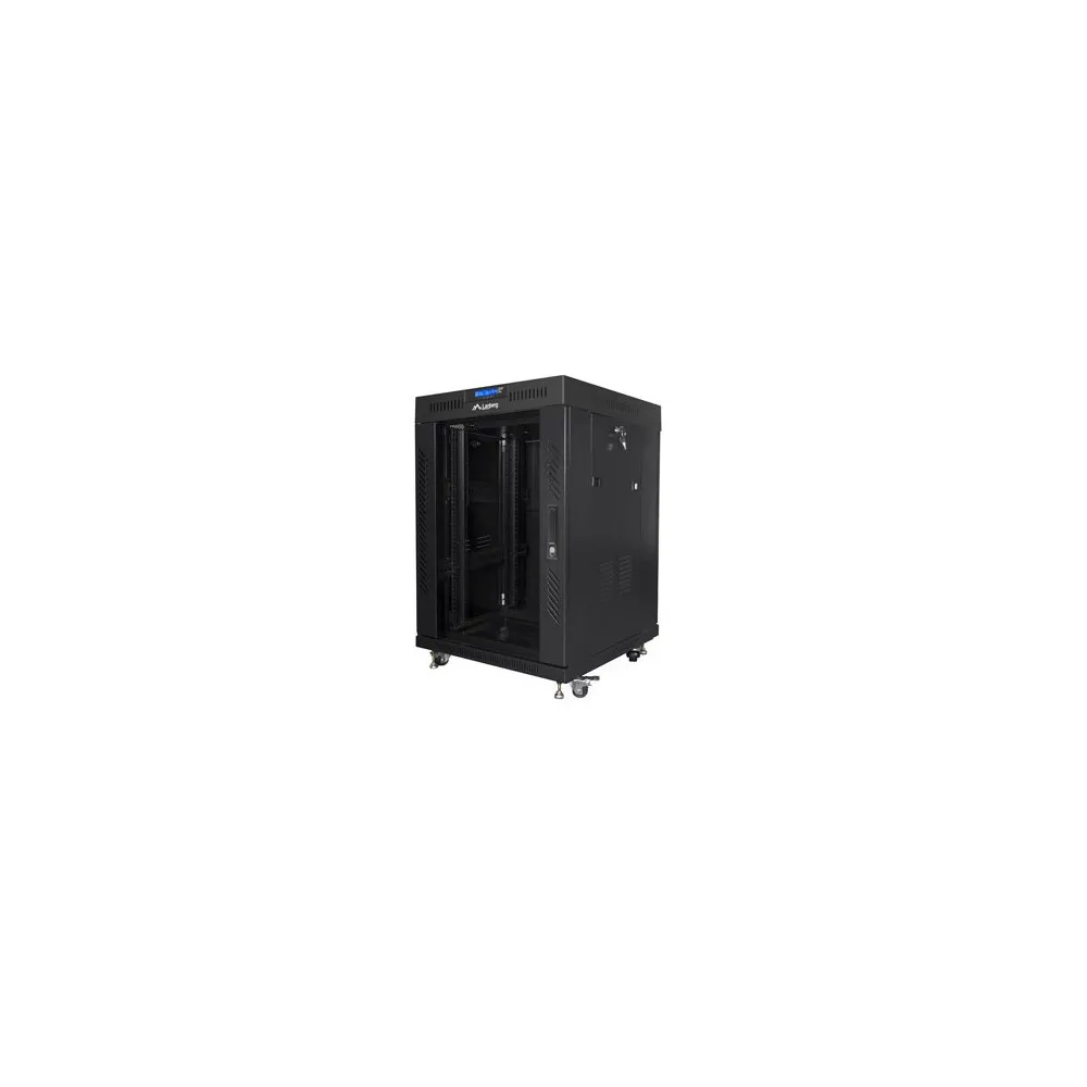 Szafa rack 19" 15U Lanberg FF01-6615-12BL, 928 x 600 x 600 mm, drzwi szklane | Sklep ITnes.pl, IT for BUSINESS