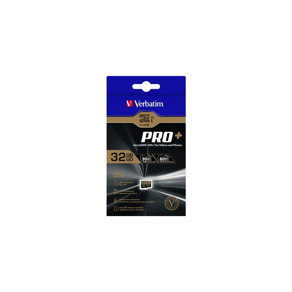 Verbatim 44033 KARTA PAMIĘCI VERBATIM MICRO SDHC PRO+ 32GB CLASS 10 UHS-3 + ADAPTER SD | Sklep ITnes.pl, IT for BUSINESS
