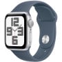 Smartwatch Apple Watch SE 44mm GPS alu w kolorze srebrnym z paskiem sportowym w kolorze sztormowego błękitu MREC3QP/A - S|M