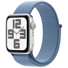 Smartwatch Apple Watch SE 44mm GPS alu w kolorze srebrnym z opaską sportową w kolorze zimowego błękitu MREF3QP/A