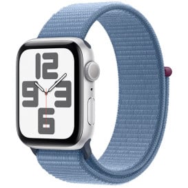 Smartwatch Apple Watch SE 44mm GPS alu w kolorze srebrnym z opaską sportową w kolorze zimowego błękitu MREF3QP/A