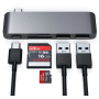 Replikator portów USB-C Satechi Passthrough Hub ST-TCUPM - USB-C, 60W, 2x USB-A, czytnik kart microSD i SD, Szary