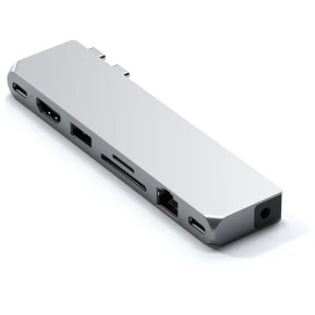 Replikator portów Satechi Pro Hub Max ST-UCPHMXS - 2x USB-C, USB-A, HDMI, czytniki microSD i SD, Ethernet, Audio, Srebrny