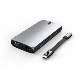 Replikator portów Satechi On-the-Go Multiport Adapter ST-UCMBAM - USB-C, 2x USB-A, HDMI, VGA, Ethernet, microSD i SD, Szary