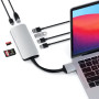 Replikator portów Satechi USB-C Dual Multimedia Adapter ST-TCDMMAS - USB-C, 2x USB-A, 2x HDMI, microSD i SD, Ethernet, Srebrny