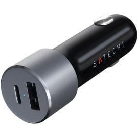 Ładowarka samochodowa Satechi Dual 72W ST-TCPDCCM - USB-C 60W, USB-A 12W, Szara, Czarna