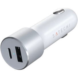 Ładowarka samochodowa Satechi Dual 72W ST-TCPDCCS - USB-C 60W, USB-A 12W, Srebrna