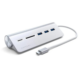 Replikator portów Satechi Aluminium Hub Combo ST-TCHCRS - USB-C, 3x USB-A, czytniki kart microSD i SD, Srebrny