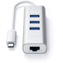 Hub USB-C z kartą LAN Satechi Aluminium Hub 2in1 ST-TC2N1USB31AS - 3x USB-A, Ethernet, Srebrny