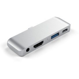 Replikator portów Satechi Mobile Pro Hub ST-TCMPHS - do urządzeń mobilnych USB-C, 60W, 4K HDMI, USB-A 3.0, Audio, Srebrny