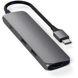 Replikator portów Satechi Aluminium Adapter Slim ST-CMAM - USB-C, 4K HDMI, 2x USB-A, Szary