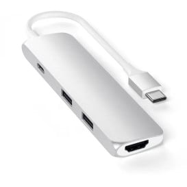 Replikator portów Satechi Aluminium Adapter Slim ST-CMAS - USB-C, 4K HDMI, 2x USB-A, Srebrny