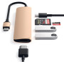 Replikator portów Satechi Aluminium Adapter Slim v2 ST-SCMA2G - USB-C, 2x USB-A, 4K HDMI, czytniki microSD i SD, Złoty