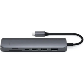 Replikator portów Satechi USB-C Slim Multi-Port ST-UCSMA3M - USB-C 60W, 2x USB-A, HDMI, microSD i SD, Ethernet, Szary