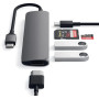 Replikator portów Satechi Aluminium Adapter Slim v2 ST-SCMA2M - USB-C, 2x USB-A, 4K HDMI, czytniki microSD i SD, Szary