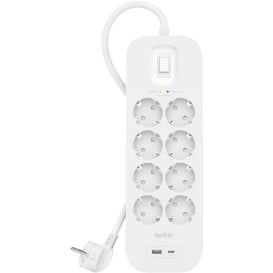 Listwa antyprzepięciowa Belkin SurgePlus SRB003VF2M - 8 gniazd schuko, USB-A, USB-C, 2 m