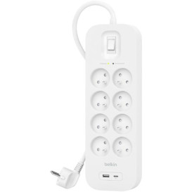 Listwa antyprzepięciowa Belkin SurgePlus SRB003CA2M - 8 gniazd, USB-A, USB-C, 2 m