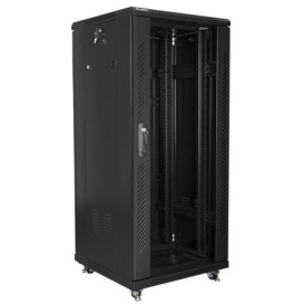 Szafa rack 19" 27U Lanberg FF01-6627-12B - 600 x 600 x 1381 mm, drzwi szklane